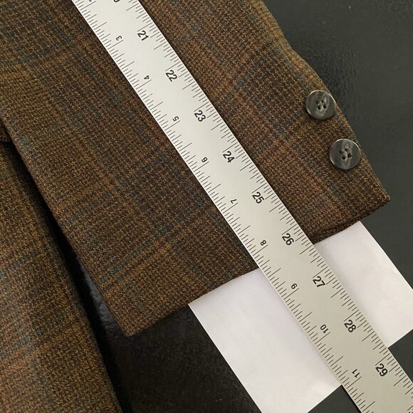 Vintage 60s 70s Kingsridge Sport Coat 44L 46L Brown Plaid Academia Ivy League - Picture 13 of 15